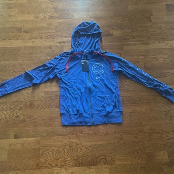 NWT Nike Chicago Cubs Zip Up Sweatshirt Women S Hoodie Full Royal Blue Red - Picture 2 of 4